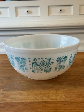 🐓 Vintage Pyrex Amish Butterprint 403 2.5Qt Mixing Bowl Turquoise Rooster